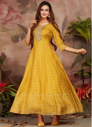 Mustard Color Trendy Gown