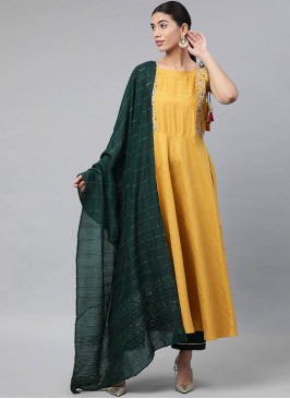 Mustard Color Viscose Cotton Readymade Suit