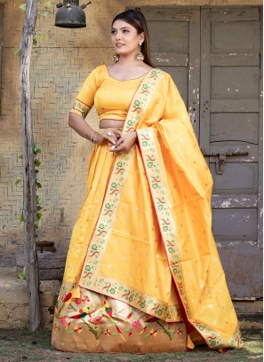 Mustard Designer Silk Trendy Lehenga Choli