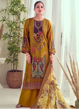 Mustard Digital Print Party Pakistani Salwar Kameez