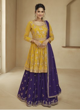 Mustard Engagement Georgette Lehenga Choli