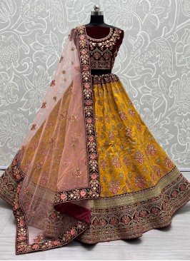 Mustard Fancy Silk Designer Lehenga Choli