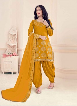 Mustard Festival Designer Patila Salwar Suit