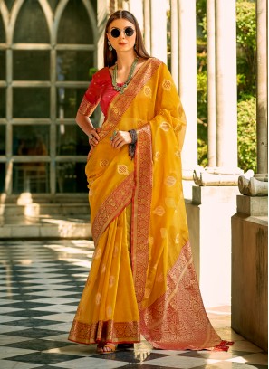 Mustard Festival Tussar Silk Saree