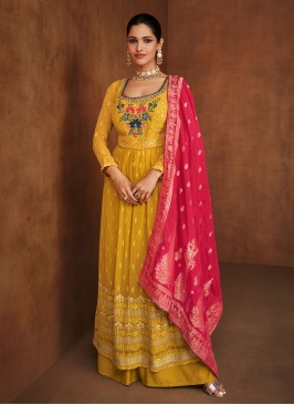 Mustard Georgette Embroidered Designer Pakistani Salwar Suit