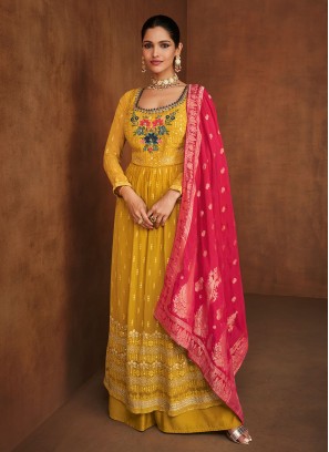 Mustard Georgette Embroidered Designer Pakistani Salwar Suit