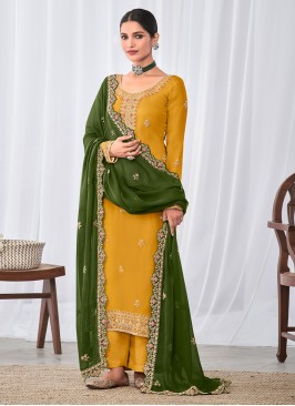 Mustard Georgette Trendy Salwar Suit