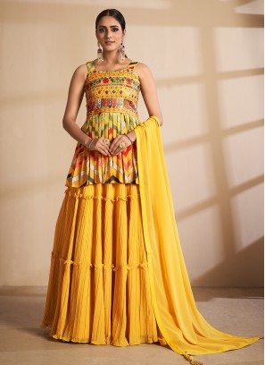 Mustard Mirror Trendy Lehenga Choli