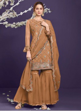 Mustard Net Designer Pakistani Salwar Suit