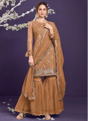 Mustard Net Designer Pakistani Salwar Suit