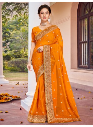 Mustard Party Georgette Classic Saree