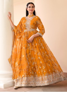 Mustard Sequins Engagement Trendy Salwar Kameez