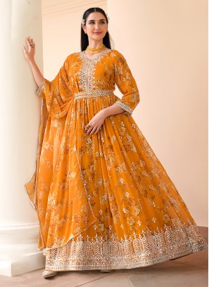 Mustard Sequins Engagement Trendy Salwar Kameez