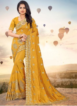 Mustard Silk Festival Classic Designer Saree