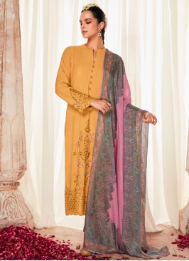 Mustard Silk Trendy Salwar Kameez