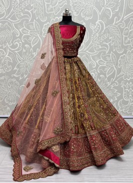 Mustard Velvet Wedding Designer Lehenga Choli