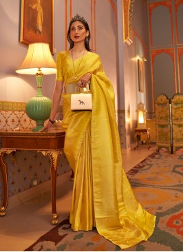 Mustard Weaving Fancy Fabric Classic Designer Saree