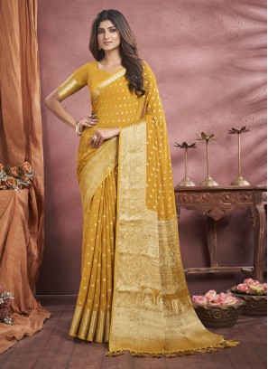 Mustard Weaving Festival Designer Saree