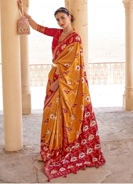 Mustard Weaving Patola Silk  Saree