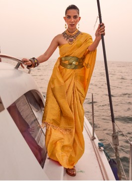 Mustard Weaving Satin Trendy Saree