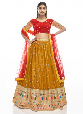 Mustard Wedding A Line Lehenga Choli