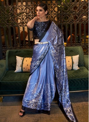 Mystic Faux Crepe Abstract Print Trendy Saree