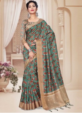 Mystic Floral Print Art Silk Trendy Saree