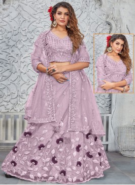 Mystical Net Lavender Floral Patterns Lehenga Choli