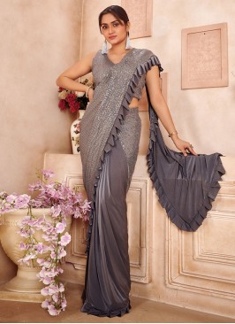 Mystical Sequins Grey Classic Saree