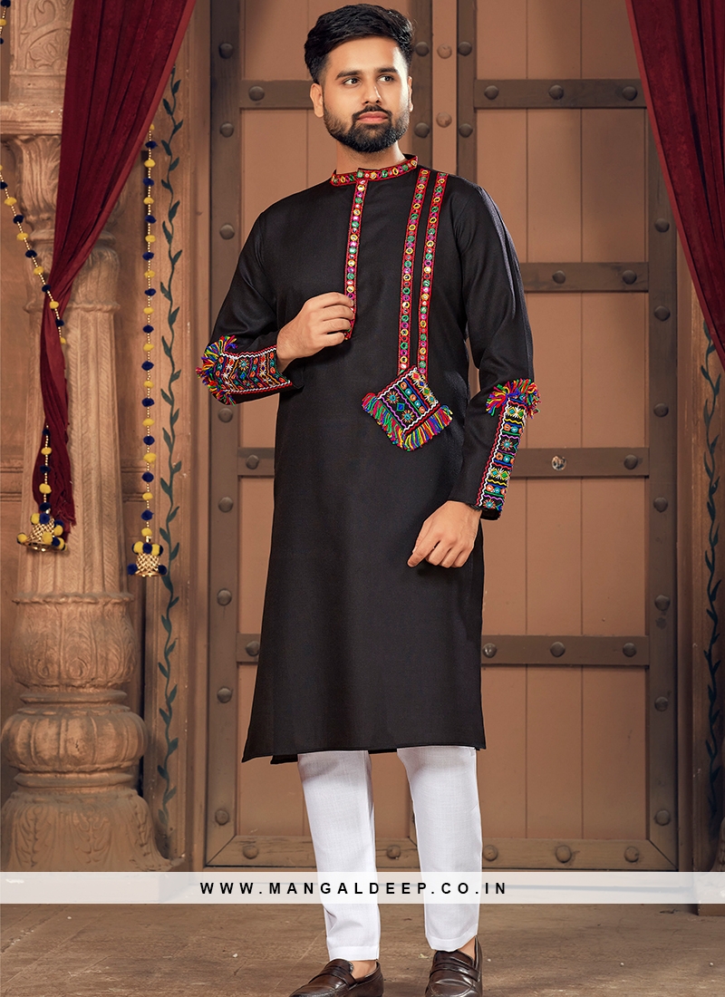 BLACK CVC KURTA PAJAMA | JJKP-S-32776