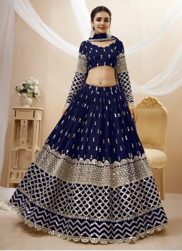 Navy Blue Color A Line Lehenga Choli