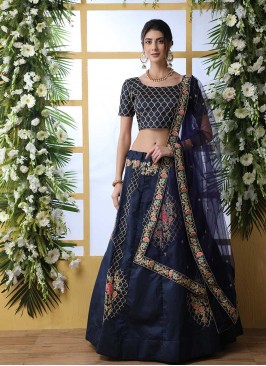 Navy Blue Color Art Silk Lehenga
