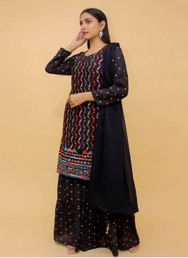 Navy Blue Color Art Silk Readymade Suit