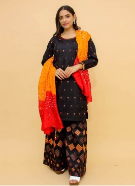 Navy Blue Color Art Silk Thread Work Suit