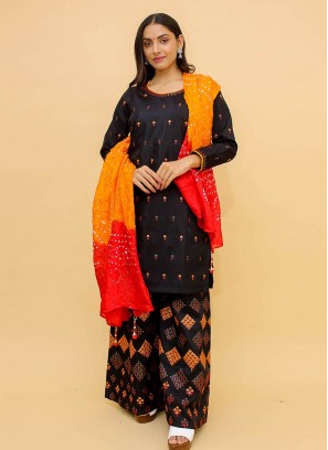 Navy Blue Color Art Silk Thread Work Suit