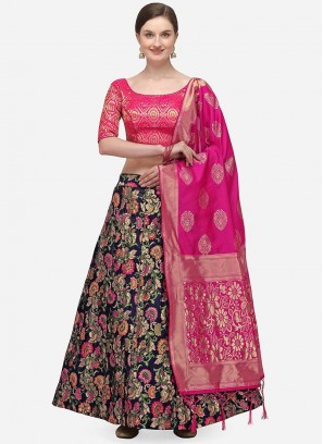 Navy Blue Color Art Silk Woven Lehenga Choli