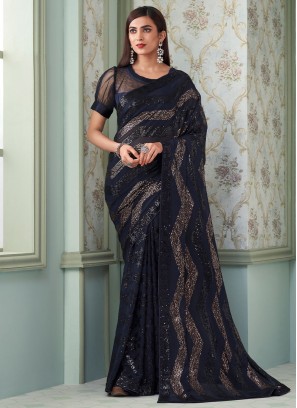 Navy Blue Color Classic Saree