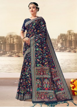 Navy Blue Color Classic Saree