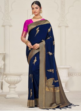 Navy Blue Color Classic Saree