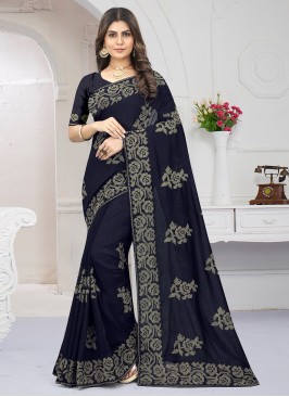 Navy Blue Color Contemporary Saree