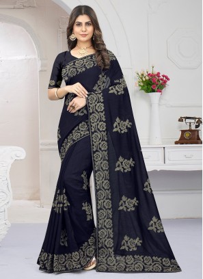 Navy Blue Color Contemporary Saree