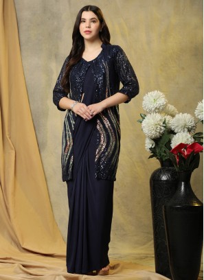 Navy Blue Color Designer Saree