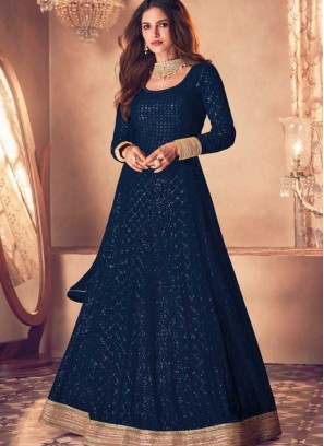 Navy Blue Color Georgette Anarkali Suit