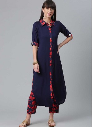 Navy Blue Color Kurti With Bottom