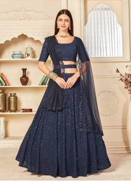 Navy Blue Color Party Wear Lehenga