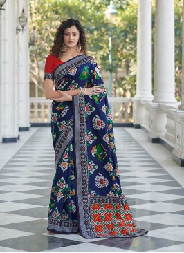 Navy Blue Color Patola Silk Traditional Saree