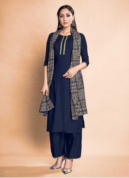 Navy Blue Color Rayon Latest Suit