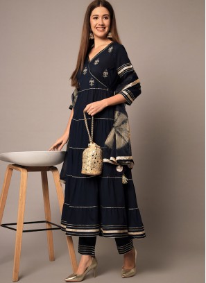 Navy Blue Color Readymade Salwar Kameez