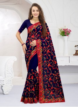 Navy Blue Color Traditional Saree