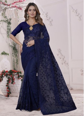 Navy Blue Color Trendy Saree